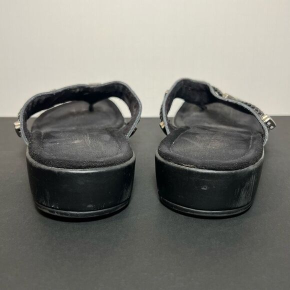 Womens MINNETONKA Silverbay Black Flip Flop Sandals / Size 10 - Picture 4 of 8